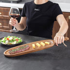 Wooden Tray Wood Serving Tray with Handle Large Serving Plates Acacia Solid Wood Appetizer Plates Multi-Use Oval Acacia Plates for Appetizer for Snack Small 1pcs