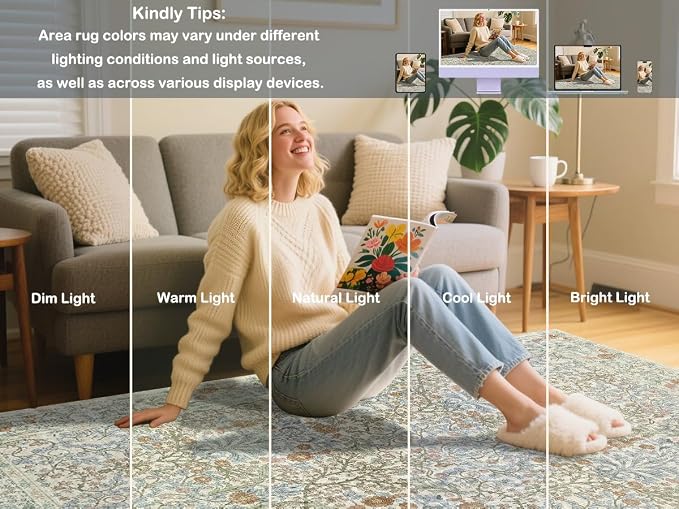 4x6 Area Rug for Bedroom Beside Rug, Laundry Room, Washable Non-Slip Low Pile - Image 5