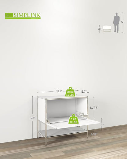 Metal Sidetable with Flap Door, 27.5" Height - Image 3