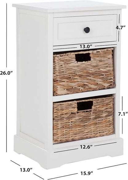 BOWERY HILL Transitional Wood Side Table, Distressed Cream Finish, Compact - Image 5