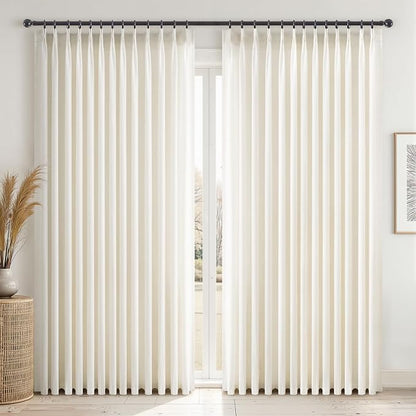 Topfinel 105 Inch Curtains 2 Panels Set, Two Packs Pinch Pleat Back Tab Linen by Topfinel