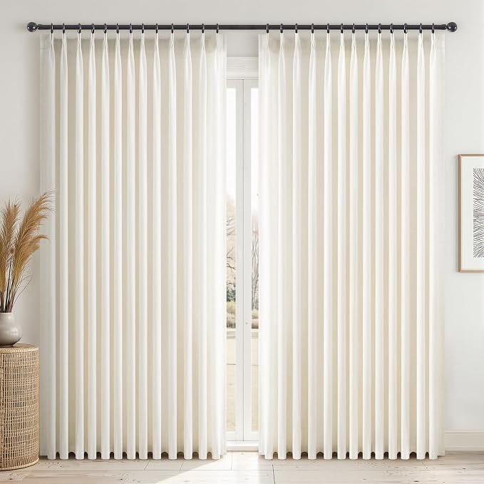 Topfinel 102 Inch Curtains 2 Panels Set, Two Packs Pinch Pleat Back Tab Linen by Topfinel