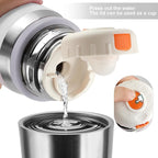 Stainless Steel thermo Bottles with cup 700ml/23.7oz Vacuum Insulated Bottle for hot and cold coffee drink water thermo flask with cup.(White,700ml)