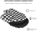 Qulable 1 Pair Short Oven Mitts - Silicone Kitchen Oven Gloves High Heat Resistant 500℉, Mini Oven Mits with Non-Slip Grip Surfaces and Hanging Loop for BBQ, Baking, Cooking and Grilling