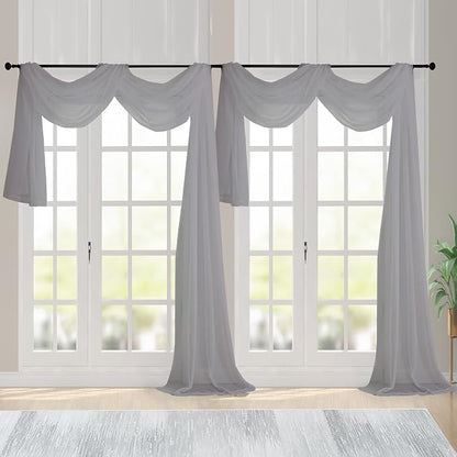 Chyhomenyc Sheer Window Curtain Panels 144 Inches Length 2 Pack, Long Elegant by Chyhomenyc