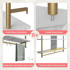 Bestier Kitchen Shelves Wall Mounted Floating Pipe Shelving 3 Tier 41.5" Coffee Bar Shelf with Holder Wall Display Storage Rack Kitchen Organization and Home Decor, White Faux Marble