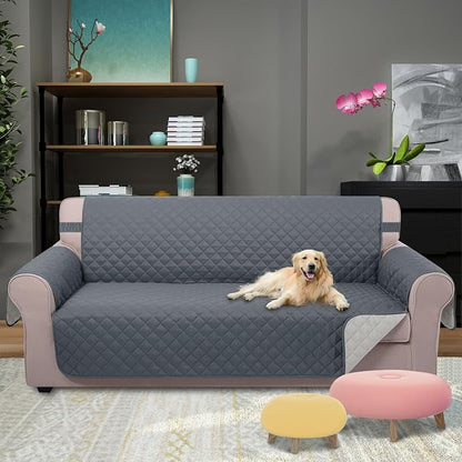 U-NICE HOME Large Sofa Cover Reversible Couch Cover, Dark Blue/Light Grey | - Image 2