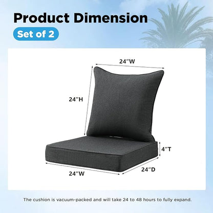 Sunbrella Outdoor Deep Seat & Back Cushion Set, 24 x 24 Inch Water Repellent - Image 3
