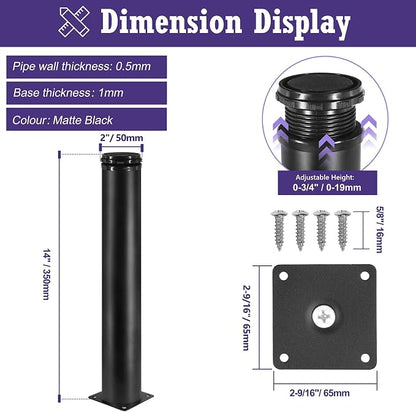 14 Inch Metal Furniture Legs Stainless Steel Adjustable Legs Black Metal Legs - Image 5