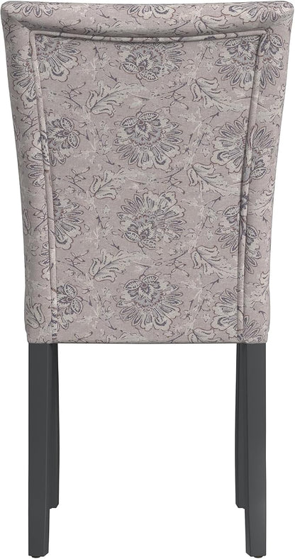 HomePop Classic Parsons Dining Chair -Gray Linen Artistic Floral Print - Image 7