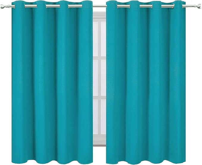 Teal Blackout Curtains/52 x 45 Inch Length Kids Curtains/Set of 2 Panels - Image 2