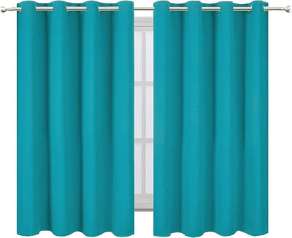 Teal Blackout Curtains/52 x 45 Inch Length Kids Curtains/Set of 2 Panels - Image 2