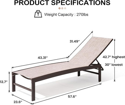 Crestlive Products Outdoor Lounge Chairs, Aluminum Pool Chaise Lounge Chairs - Image 2