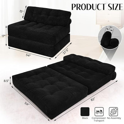 HABUTWAY Folding Sofa Bed, Foldable Floor Sofa Lounge w/Dual-Pillow & Handle - Image 2
