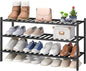 viewcare 3-Tier Long Black Shoe Rack, Bamboo Wood Shoe Rack by VIEWCARE