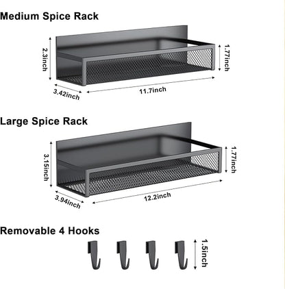 Aufworld Magnetic Spice Rack for Refrigerator, 2 Pack Magnetic Shelf, Fridge - Image 2
