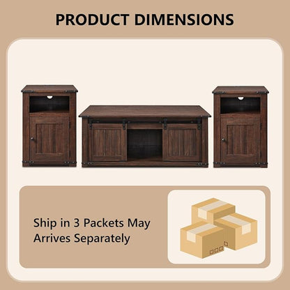 IFGET Farmhouse Furniture Set of 3, Includes 48" Lift Top Coffee Table - Image 5