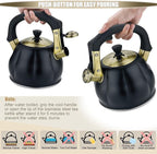 Stainless Steel Tea Kettle for Stove Top Teakettles Stovetop Whistling with Heat Proof Ergonomic Handle 2.5 Quart