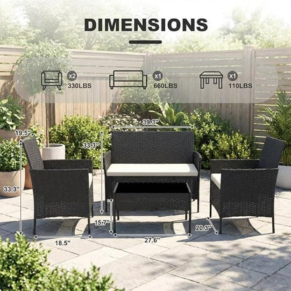 4 PCS Outdoor Patio Furniture Set, All-Weather PE Rattan Wicker Chairs - Image 5