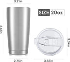 20 oz Tumbler with Lid Stainless Steel Insulated Tumblers Bulk Double Wall Vacuum Cups Powder Coated Travel Mug Keep Drinks Cold and Hot, Stainless Steel, 12 Pack