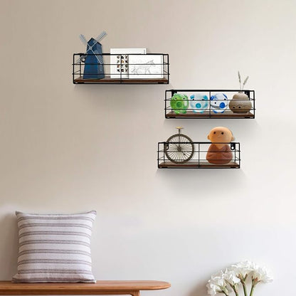 CRUGLA Floating Shelves Wall Mounted Set of 3, Hanging Storage Wall Shelf - Image 2