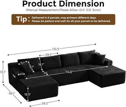 133" Oversized Cloud Boneless Sofa Couch - Image 2
