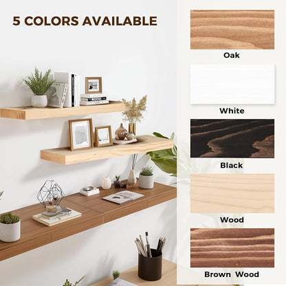36x8x1.6 inch Floating Shelves Set of 2 – Solid Wood Rustic Wood Wall Mounted - Image 8