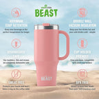 Beast 42 oz Tumbler Stainless Steel Vacuum Insulated Coffee Ice Cup Double Wall Travel Flask (Blossom Pink)