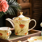 ACMLIFE Tea Set for Adults- Fine China Tea Set for 6, 21-Piece Vintage British Coffee Set English Porcelain Tea Pot Sets for Adult Tea Party for Women Gift (Tulip Yellow, Extra Large 21)