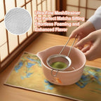 Matcha Whisk Set, 7PCS Matcha Set Includes Ceramic Matcha Set Includes Matcha Bowl, Matcha Whisk and Holder, Bamboo Scoop, Scoop Rest, Sifter and Tea Towel, Gift Bag (Pink)