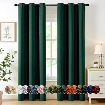 MIULEE Blackout Curtains for Bedroom 2 Panel 40 x 84 Inch Long Hunter Green | by MIULEE
