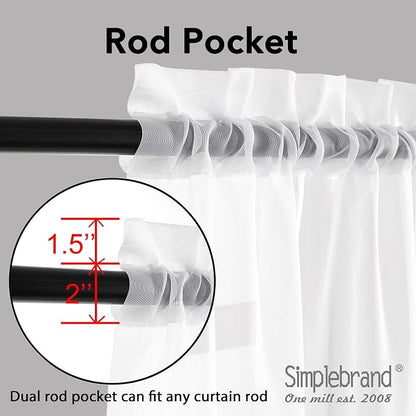 Simplebrand White Sheer Curtains, 2 Panels Set - Image 7