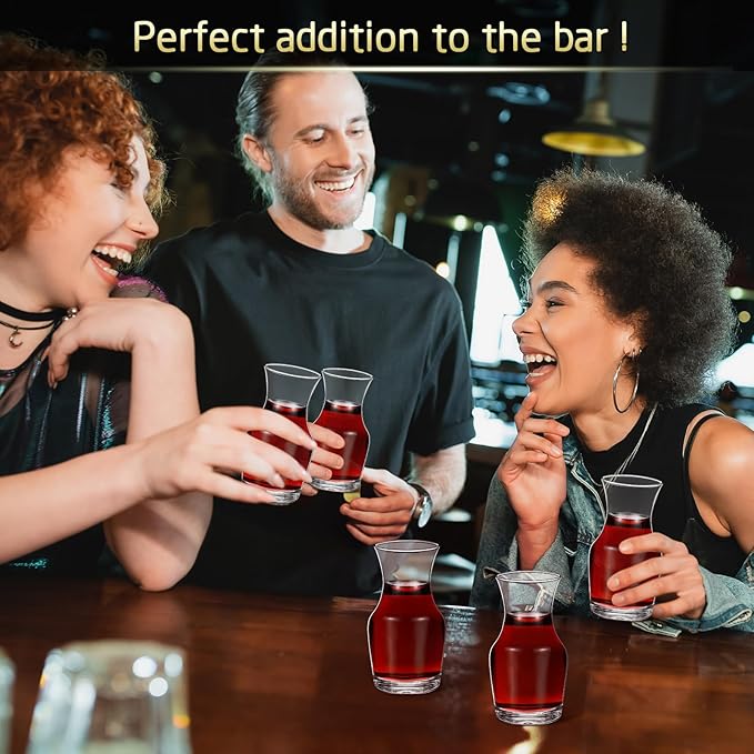 36 Pack Single Serving Wine Carafe Glass Small Mini Carafe Individual Wine Refill Decanter for Dinner Parties Tastings Bars Restaurants (6.5 oz)