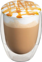 Restaurantware-Forma Professional 11.8 Ounce Double Wall Coffee Cups, 12 Insulated Latte Glasses - Dishwashable, Reusable, Clear Glass Beverage Cups, Freezable, For Hot Or Cold Beverages