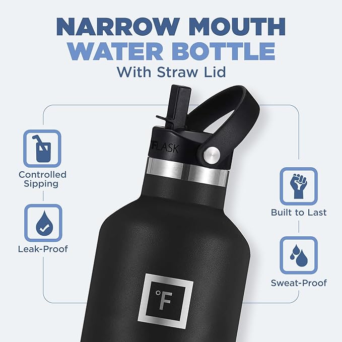 IRON °FLASK Camping & Hiking Hydration Canteens - 3 Lids (Narrow Straw Lid) Leak Proof Vacuum Insulated Stainless Steel - Hot & Cold Double Walled Sports Water Bottle - Burgundy, 32 Oz