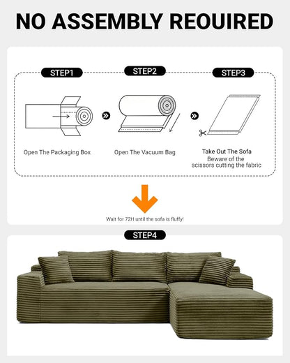 108 Inch Cloud Sectional Couch, Modern Modular Sectional Sofa - Image 4