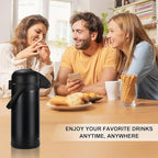 Updated Airpot Coffee Dispenser with Pump, 85 OZ Insulated Thermal Coffee Carafe for Keeping Hot - Cold Water, Party Chocolate Drinks & Stainless Steel Thermos Urn Large Thermal Hot Drink (Black)
