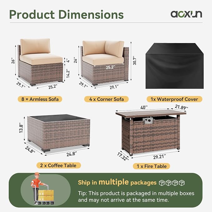 Aoxun 15 Piece Patio Furniture Set - Image 3