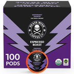 Death Wish Coffee - Single Serve Pods - Dark Roast Coffee Pods - Made with USDA Certified Organic (Espresso Roast, 100 Count)