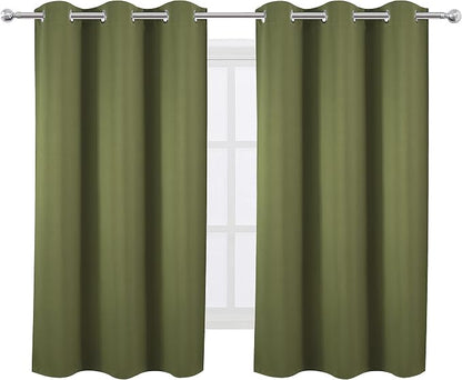 Oilve Green Blackout Curtains 38 x 54 Inch Length/Set of 2 Curtain - Image 2