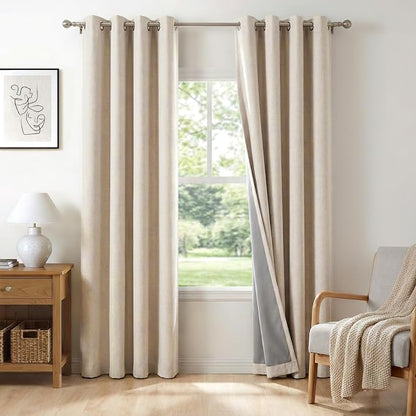 100% Blackout Linen Textured Curtains 72 Inch Long, Oatmeal | 100% Blackout by 100BlackoutShield