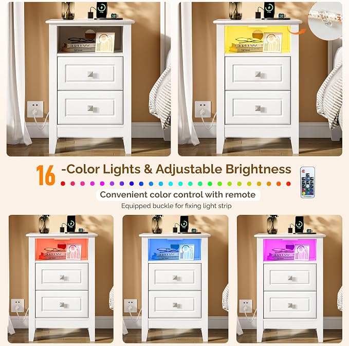 Bonnlo White Nightstand Set of 2 - Image 6