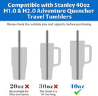 Tomorotec 40oz Straws, 14PCS Stainless Steel Replacement Straws for Stanley 40oz Adventure Quencher Travel Tumblers with Cleaning Brushes 2PCS, Food-Grade, Dishwasher Safe for Smoothies (Black)