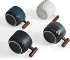 6oz Ceramic Espresso Cups with Wooden Handle, Small Coffee Cups for Latte Cappuccino, Tea Cups Set of 4