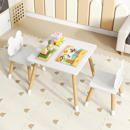 Costzon Kids Table and Chairs, Wooden Toddler Desk Set - Image 2