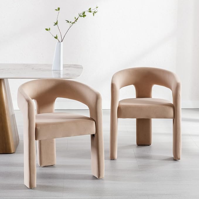BESTANO Set of 3 Modern Velvet Fabric Upholstered Dining Chairs - Image 2