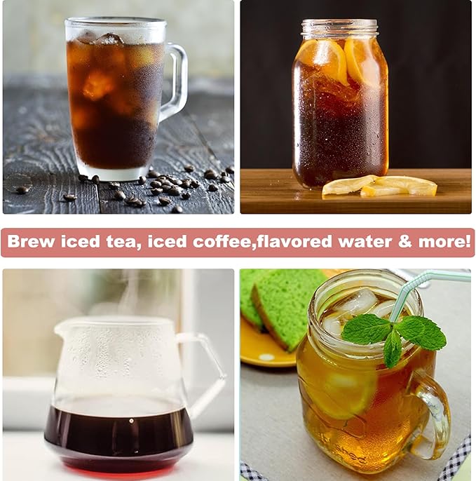 LITIFO Iced Tea Maker and Iced Coffee Maker Brewing System with 2-quart Pitcher, Perfect For Fruit Infused Tea, Lemonade, Flavored Water (Pink)
