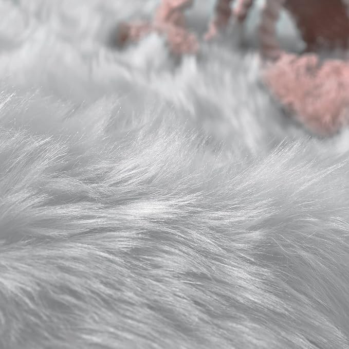 Goolela Grey Round Rug 5ft Gray Fluffy Fuzzy Furry Circle Carpet - Image 7