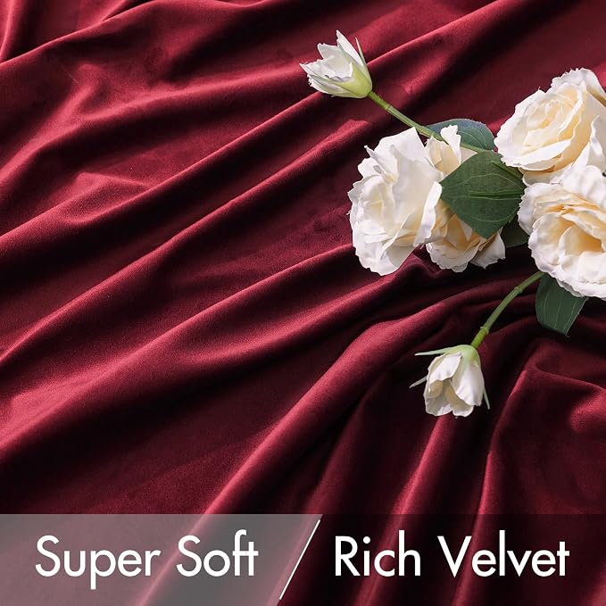 MIULEE Velvet Curtains 52x84 inches 2 Panels Burgundy Red Blackout Curtains | - Image 4