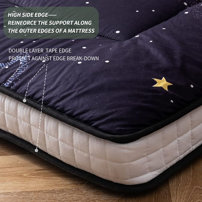 MAXYOYO Black Moon and Star Futon Mattress, Japanese Floor Mattress Quilted - Image 7